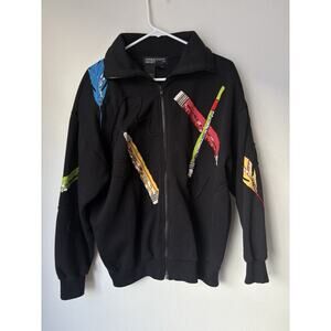 VTG 90s Spree Sport Embroidered Sequin Full Zip Size S, Paintbrush, Pencil, Art